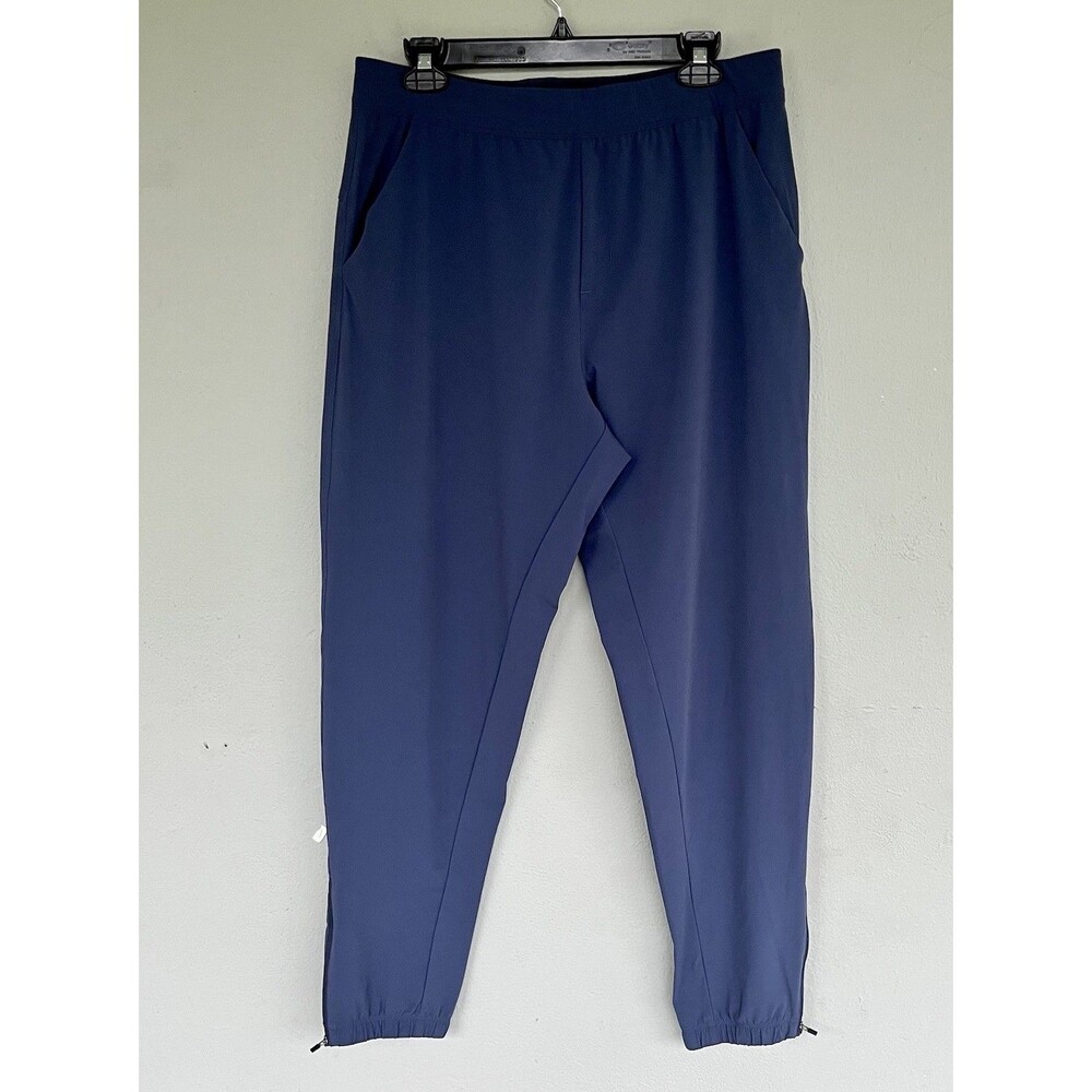 Public Rec Jogger Pants 34/32 Blue Nylon Stretch Zip Ankle Elastic Waist 32x29